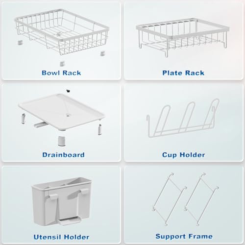 GAOKASE Dish Drying Rack,Stainless Steel-Dish Rack,Double Layer, - color: White 3