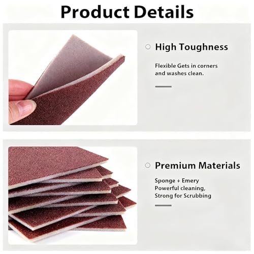 Carborundum Sponge Nano Emery Sponge Brush Eraser Scrub Kitchen Cleaning for Removing Rust Pots，Household Cleaning Tool (Dark brown-10pcs) - color: Dark Brown-10pcs