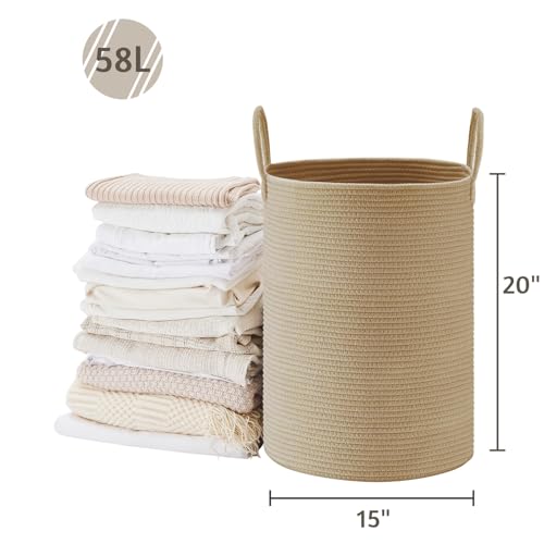 VIPOSCO 58L Tall Woven Laundry Basket Hamper, Jute - color: Jute, size: 58L