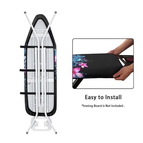 Flower Butterfly Ironing Board Cover and Pad 15 x 54 Thick Iron Board Protective Ironing Padded Cover Suitable for Standard Ironing Boards Padding Iron Sleeve with Elastic Edge Black - color: Flower Butterfly Blue
