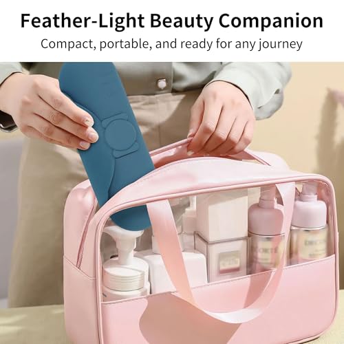 Travel Silicone Makeup Brush Holder with Cleaning Pad and Magnetic Closure - color: Dark Blue
