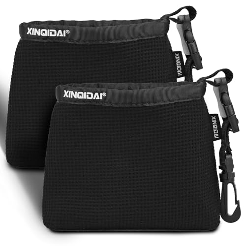 Waterproof Golf Club Cleaner Bags and Golf Ball Washers, Black, 2-Pack - color: 2-Pack Black