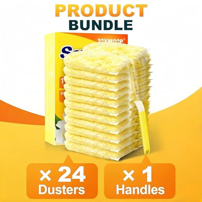 Heavy Duty Duster Refills for Swiffer Duster, 24 Count Yellow Refills with 1 Handle, Disposable Dusters for Cleaning Electronics, Furniture, Blinds - color: Yellow[handle]*1+yellow[refills(double-sided)]*24