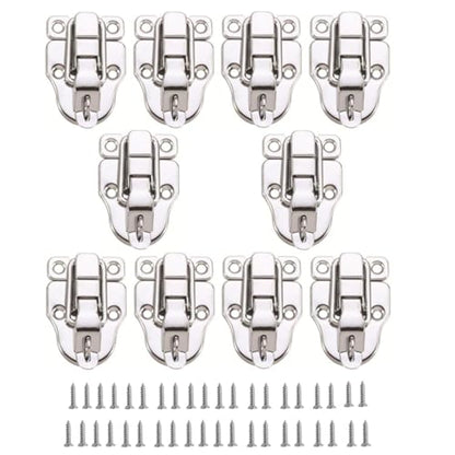 Metal Duckbilled Box Hasp Lock Toggle Latch Catch for Wooden Case Boxes Toolbox Silver 10Pcs