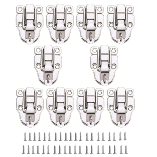 Metal Duckbilled Box Hasp Lock Toggle Latch Catch for Wooden Case Boxes Toolbox Silver 10Pcs