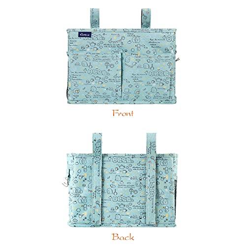 Surblue Bedside Caddy Hanging Bed Organizer Storage Bag Pocket for Bunk and Hospital Beds, College Dorm Rooms Baby Bed Rails,Camp Chiars，Wheelchair Side Bag，4 Pockets and 2 Hooks (Cartoon) - color: Z-Cartoon, size: Small