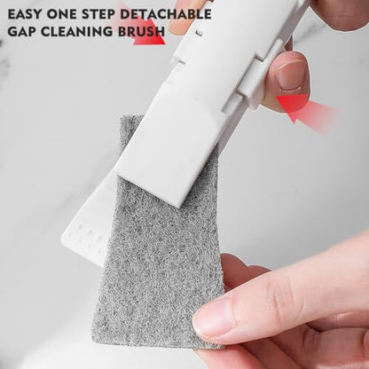 Crevice Cleaning Brush with 10 Replacement Scouring Pads, Deep Detail Scrubbing Tool for Window Track, Sliding Door Rail, Tile Grout, Shower - color: Gray Brushes+10 Clothes