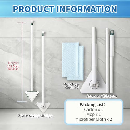 Small Mini Snap Grip Clamp Triangular Dust Mop, One-Click Cloth Change - color: Green-mini