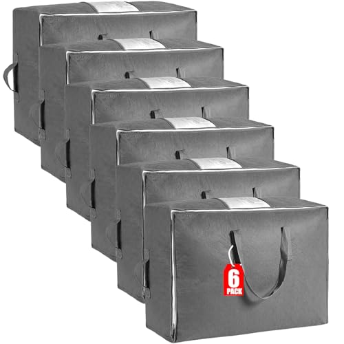 105L Extra Large Storage Bag for Blankets Comforters Bedding Clothes Pillow - size: 6pack