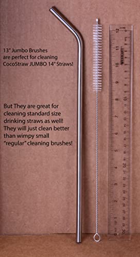 2 JUMBO 14" Stainless Steel 100 oz Straw HUGE SUPER LONG Drinking Wide Insulated Whirley Travel Mug FOAM Truck Stop Cup (4 Jumbo Brushes) - size: 4 Jumbo Brushes 13" × 1/2"