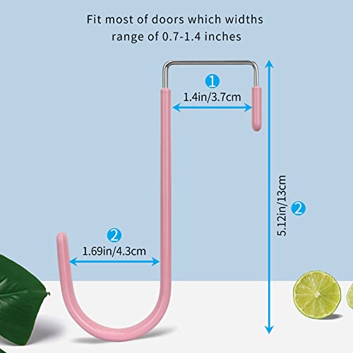 FYY Over the Door Hooks, Single-Hanger 4 Pack, Fits Doors 1 3/8" Pink - color: A Pink, size: Short, style: 4 Pack