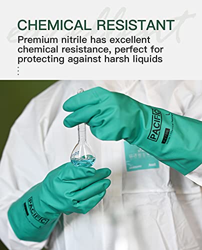 PACIFIC PPE 15 Mil Nitrile Chemical Resistant Gloves, Latex-Free, 2 Pairs - color: Green/12.6", size: XX-Large (Pack of 2)