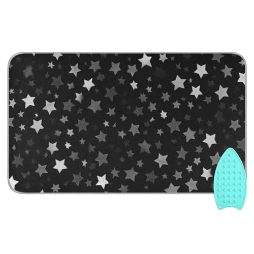 Ironing Mat Portable Ironing Pad Ironing Blanket for Table Top Heat Resistance Double-Side Using Travel Large 47.2 x 27.6 Inch Foldable Lightweight Cute Silver and Gray Stars - color: Cute Silver and Gray Stars