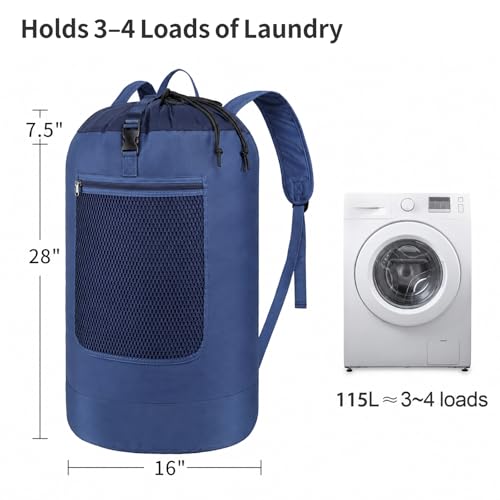 F-color Laundry Backpack for College, 115L Laundry Bag, Dark Blue - color: Dark Blue, size: Jumbo Series (115L)