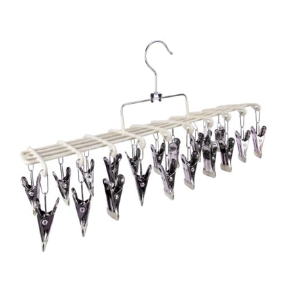 1 Pack Sock Hanger for Drying, Underwear Sock Drying Rack with 20 Clips - color: Beige