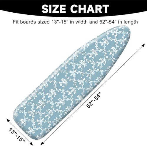 Ironing Board Cover 15"x54"，Standard Ironing Board Replacement Cover，Easy Fit - color: Light Blue, size: 15"x54"