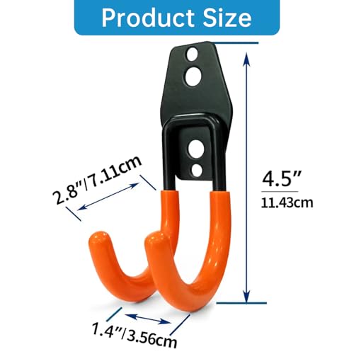 GeeWatom 2 Pack Garage Storage Utility Hooks，Garage Garden Tool Organizer，Steel Wall Mount Hooks, Garden Small U Hooks (Type O-Orange) - color: Type O-Orange
