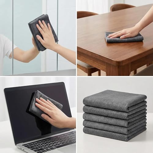 5 Pack Microfiber Cleaning Cloths (20x25cm) — Lightweight, Lint-Free & Streak-Free Towels for Delicate Surfaces, Electronics and Glass - size: 20*25CM