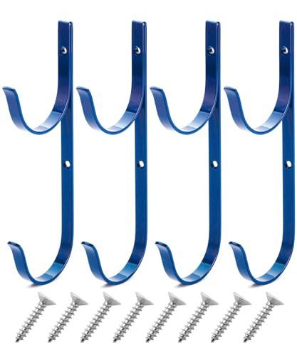 UNCO- Pool Pole Hanger, 4 Pack, Blue, Holder Set, Hooks for Telescopic Poles, Skimmers, Leaf Rakes, Nets, Brushes, Vacuum Hose, Garden Tools and Swimming Pool Accessories - color: Blue, size: 4 Pack