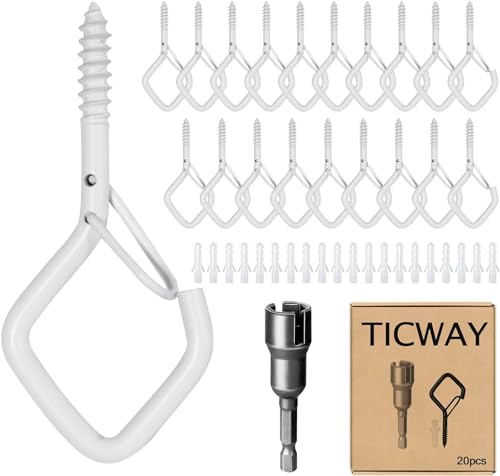 20 PCS Q-Hanger Hooks for String Lights, Ceiling Hooks for Hanging Plants, Wind Chimes, Bird Feeders, Lanterns, Christmas Decorations (Square Hanger) - color: White, size: 20