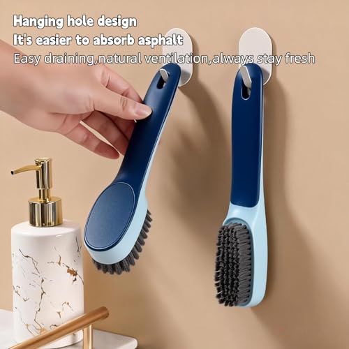 Laundry Brush, Shoe Brush, Used for Cleaning Stains, Floor Tiles, Kitchen, Carpet, Household Cleaning,Easy to Hold Set of，Soft Bristle Scrub，Sneaker，2 Pieces(Blue)