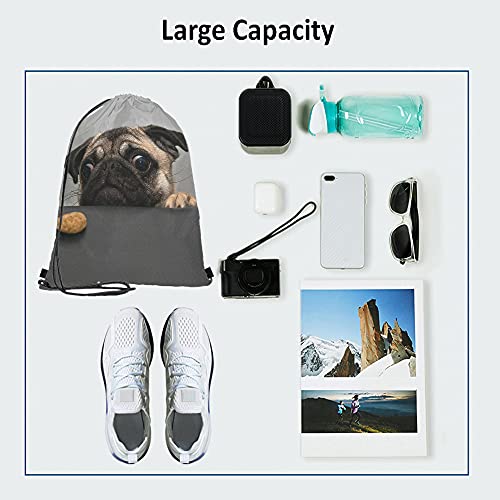 Art Cute Pet Drawstring Bags Backpack Bag Dog Lovely Animal Little Puppy Art Funny Pug Face Eyes Fashion Design Cookie Sport Gym Sack Drawstring Bag String Bag Yoga Bag for Men Women - color: Multi-a158