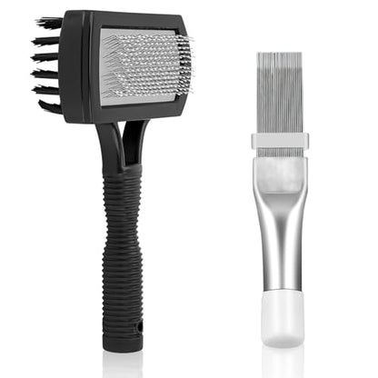 Cenipar Air Conditioner Coil Cleaning Brush Fin Comb Straightener 2 PCS Include Dual-Sided HVAC Coil Cleaning Brush and Metal Radiator Fin Comb for Air Conditioner Condenser - color: Black