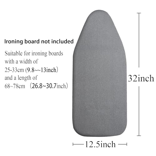 Small Ironing Board Cover Scorch Resistant, Table top Ironing Cover with Padding Heat Reflective Heavy Duty Pad(Grey, 12.5"x32") - color: Gray