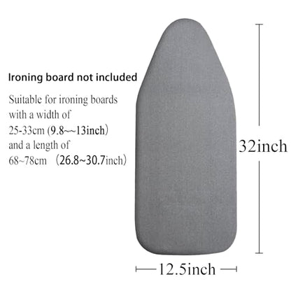 Small Ironing Board Cover Scorch Resistant, Table top Ironing Cover with Padding Heat Reflective Heavy Duty Pad(Grey, 12.5"x32") - color: Gray