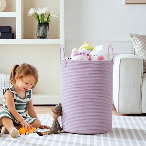 80L Extra Large Purple Hamper Laundry Basket for Girls Kids - color: Purple, size: Extra Large (80L)