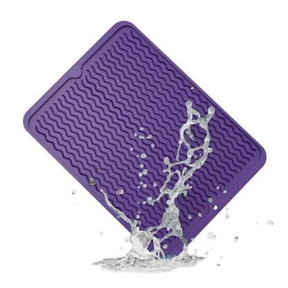 ZLR Silicone Dish Drying Mat for Kitchen Counter, 16"x12", Meadow Violet - color: Meadow Violet, size: 16" x 12"