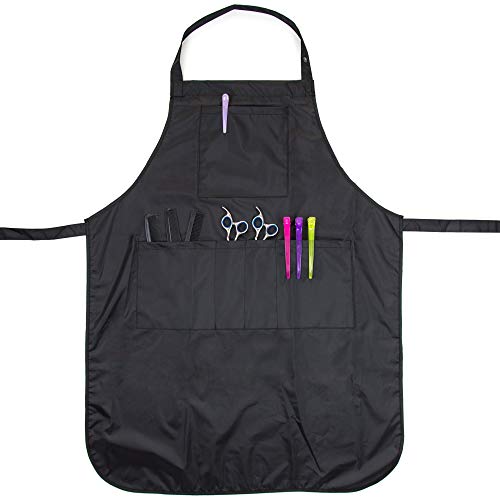 Hair Stylist Apron - Black - PVC Waterproof Salon Apron Hair Cutting - color: Black Apron - Pvc and Polyester