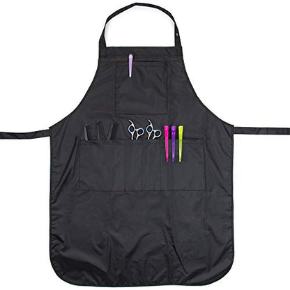 Hair Stylist Apron - Black - PVC Waterproof Salon Apron Hair Cutting - color: Black Apron - Pvc and Polyester