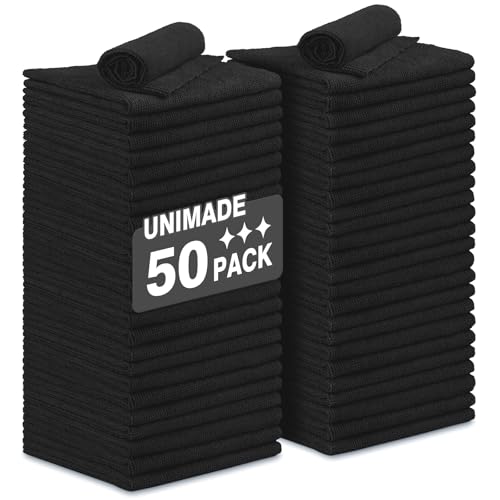 UNIMADE Microfiber Cleaning Cloth, 50 Pack Microfiber Towels - color: Black, size: 50PK