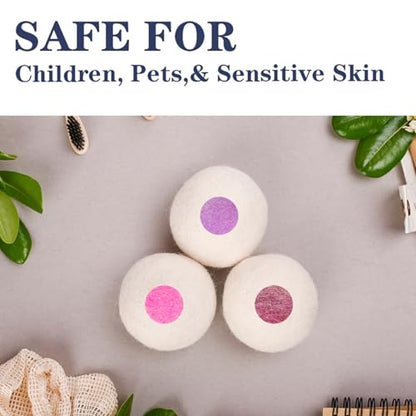 Wool Dryer Balls 6PCS Pure Organic Laundry Wool Tumble Dryer Ball Reusable Natural Fabric Softener Reduce Wrinkles and Drying Time