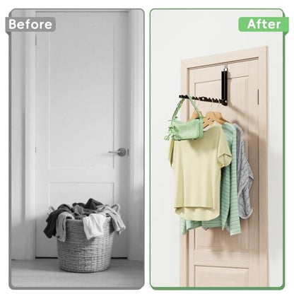 Foldable Over the Door Hooks, Over the Door Hanger for Space Saving - color: Black-1