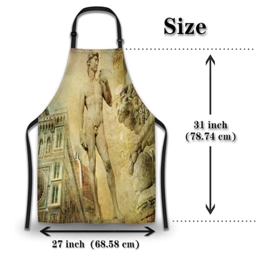 Retro Apron for Men Beautiful Florence Craft Aprons for Women for Kitchen Cooking Restaurant BBQ Painting Crafting Gardening 27” (W) x 31” (H), Waterproof Aprons - color: Beautiful Florence