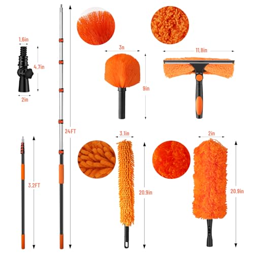 30ft High Reach Duster Kit with Extendable Pole,High Ceiling Duster Kit - size: 24 feet