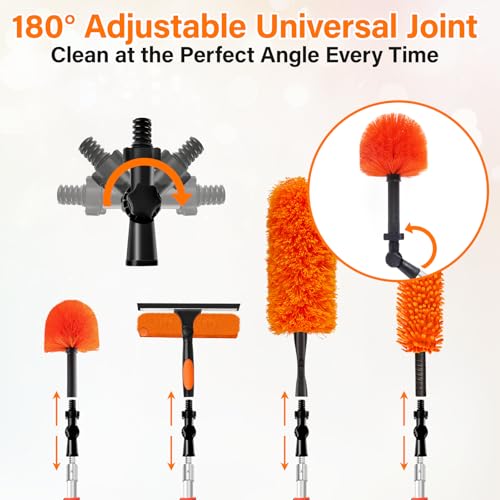 26FT High Reach Duster with Extension Pole 5-20FT, 4-in-1 Cleaning Kit - size: 20FT Pole