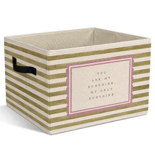 Girls Boys Nursery Foldable Storage Bins with Handles, You Are My Sunshine Decorative Storage Basket for Organizing Clothes Tools Books, Neutral Striped Gift for Nursery Playroom Bedroom - color: Kids Nursery