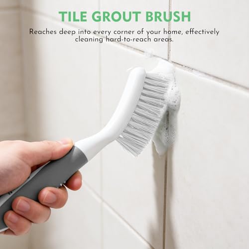 SetSail Scrub Brush, Heavy-Duty Stiff Bristle Cleaning Scrubber, 4 Pack - color: Grey White, size: 4-pack