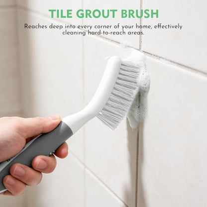 SetSail Scrub Brush, Heavy-Duty Stiff Bristle Cleaning Scrubber, 4 Pack - color: Grey White, size: 4-pack
