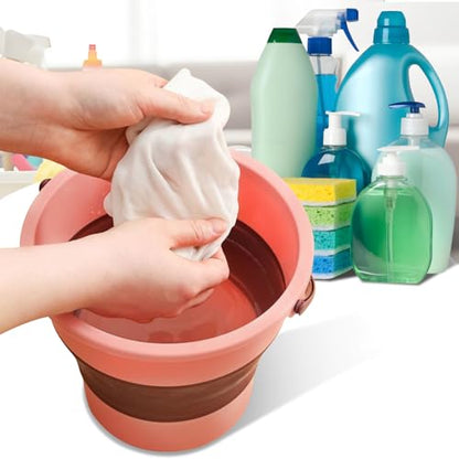 Collapsible Bucket 4.5 Gallon/17L Large Capacity Foldable Cleaning Buckets - color: Large Pink