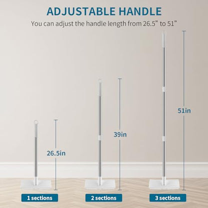 Floor Scrub Brush with 51-Inch Long Handle, 2 in 1 Floor Scrubber