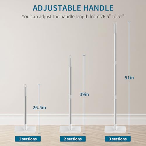 Floor Scrub Brush with 51-Inch Long Handle, 2 in 1 Floor Scrubber