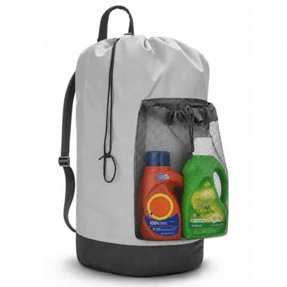 Laundry Bag Backpack Foldable Laundry Backpack College with Straps Large Capacity Portable Laundry Bags for College Travel Laundry Room (Gray) - color: Gray