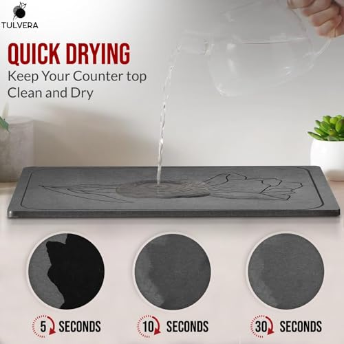 Stone Dish Drying Mat for Kitchen Counter – Diatomaceous Earth Drying Mat | Fast-Absorbing, Minimalist Design, Durable Diatomite | Non-Slip, Heat Resistant, Easy-to-Clean | USA Brand | 15.7”x11.8” - color: Classic Floral, size: 15.7" x 11.8"