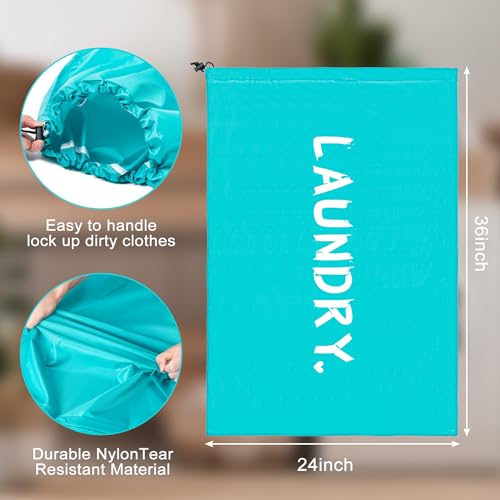 2 Pack Travel Laundry Bag,24" x 36", Extra Large Dirty Clothes Organizer - color: Blue+Red, size: 24"x36"