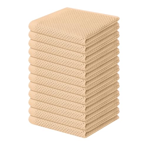 Homaxy 100% Cotton Waffle Weave Kitchen Dish Cloths 12-Pack, Apricot - color: Apricot, size: 12 X 12 - 12 Pack