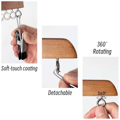 Legging Organizer for Closet 2 Pack, Wood Yoga Pants Hangers 24 Clips Wood - color: Natural Wood Color